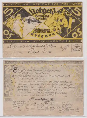5 Mark Banknote Avignon Gefangenen-Gemeinde 1921 (137654)