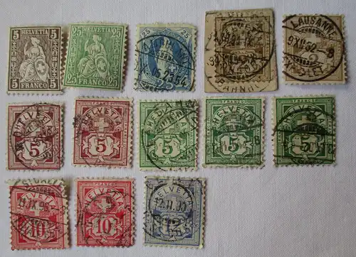 Briefmarken Schweiz Interessante Sammlung mit 13 Werten (111102)