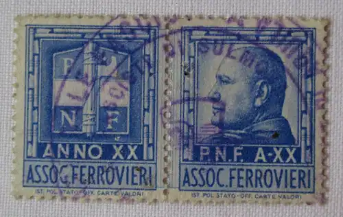 seltene Marke Paar Italien P.N.F. für Parteibeiträge gestempelt (114596)