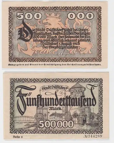 500000 Mark Banknote Inflation Stadt Düsseldorf 1.8.1923 (137499)