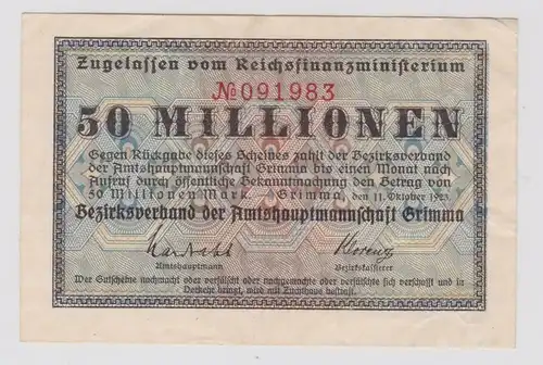 50 Millionen Mark Banknote Amtshauptmannschaft Grimma 11.10.1923 (137483)