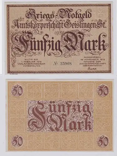 50 Mark Banknote Amtskörperschaft Geislingen November 1918 (126625)