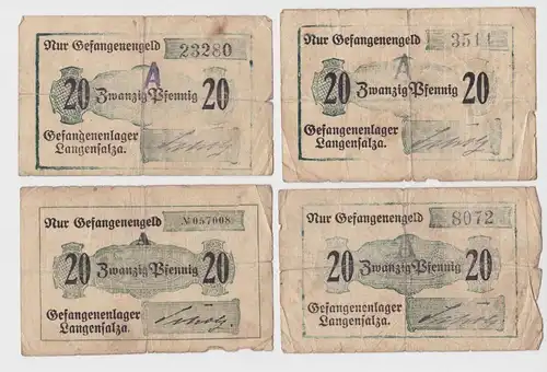 4 x 20 Pfennig Banknoten Gefangenenlager Langensalza  (144100)