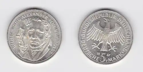 5 Mark Silber Münze Deutschland Gebrüder Humboldt 1967 F Stgl. (135530)