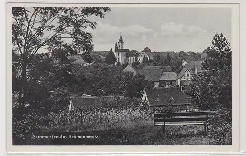 60293 Ak Sommerfrische Schmannewitz - Pfarrhaus und Kirche 1941