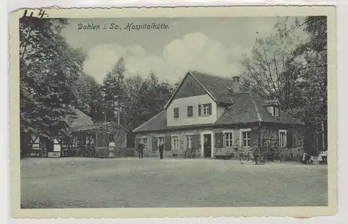 91022 Ak Dahlen in Sachsen - Hospitalhütte vor Waldpartie 1916