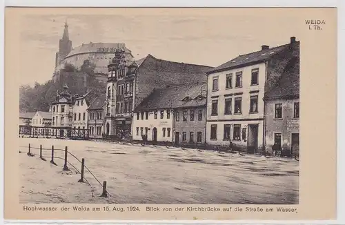 39882 AK Weida - Hochwasser 1924, Blick von der Kirchbrücke auf die Straße