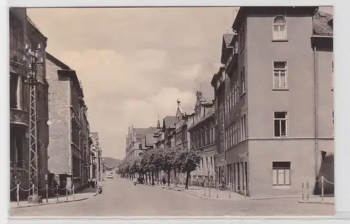 93622 AK Kahla (Thüringen) - Bahnhofstraße, Straßenansicht mit Friseur