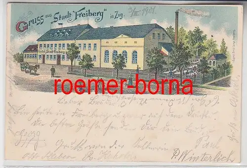 76742 Ak Lithografie Gruss aus "Stadt Freiberg" in Zug 1901