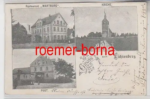 75774 Mehrbild Ak Gruss aus Lichtenberg Restaurant Wartburg, Kirche, Post 1900