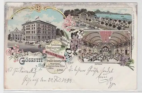 82925 Ak Lithographie Gruß aus Gössnitz Central Hotel 1898