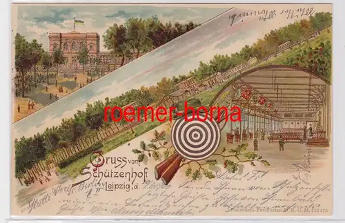 86801 Ak Lithographie Gruss vom Schützenhof Leipzig 1900