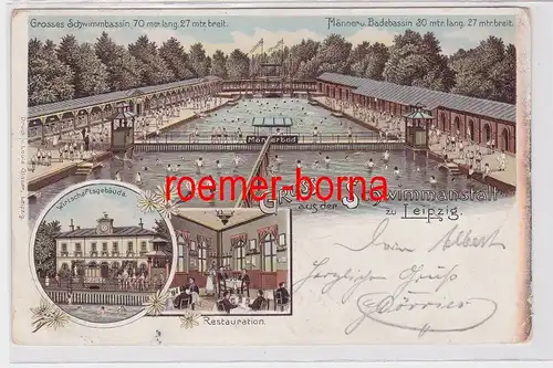 87985 Ak Lithographie Gruss aus der Schwimmanstalt zu Leipzig 1905