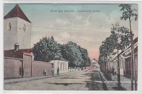 57252 Feldpost Ak Gruß aus Bauske Lettland - Lutherische Kirche 1917