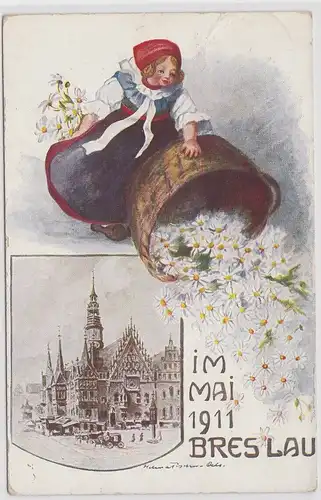 96135 Künstler Ak Breslau Margueritentag im Mai 1911