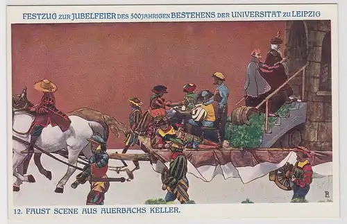 57350 Künstler Ak Festzug vom 500jährigen Jubiläum der Universität Leipzig 1909