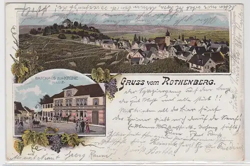 07188 Lithographie Ak Gruss aus Rothenberg - Gasthaus zur Krone, Totalansicht