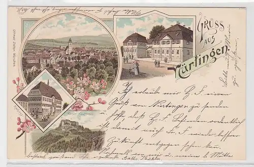04758 Lithographie Ak Gruss aus Nürtingen - Seminar, Rathaus, Hohen Neuffen 1897