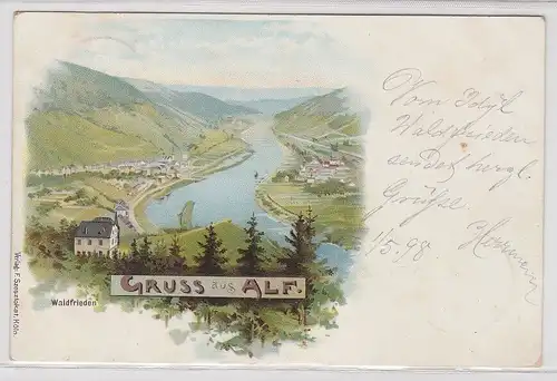 03322 Ak Lithographie Gruß aus Alf Waldfrieden 1898