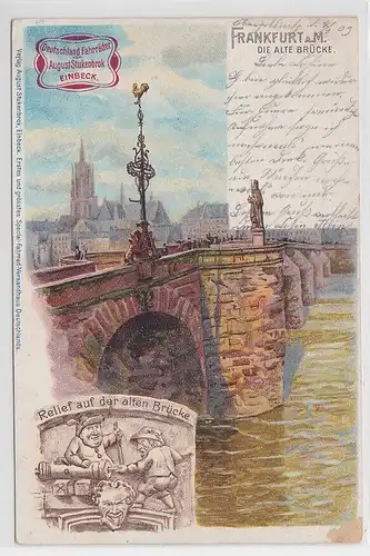 88840 Reklame Ak Lithographie Frankfurt am Main alte Brücke 1903