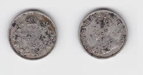 5 Cents Silber Münze Kanada Canada 1920 ss (154372)
