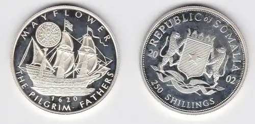 250 Schilling Silber Münze Somalia 2002 Einwandererschiff Mayflower 1620(154835)