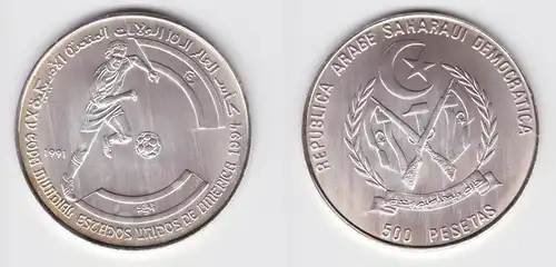 500 Pesetas Silber Münze Sahara 1991 Fussball WM USA 1994 (154806)