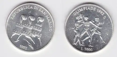 1000 Lire Silber Münze San Marino 1992 Olympiade Barcelona (154843)