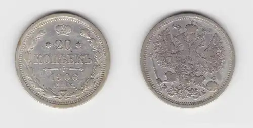 20 Kopeken Silber Münze Russland 1906 ss (155374)