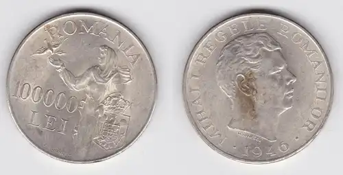 100000 Lei Silbermünze Rumänien 1946 (141012)