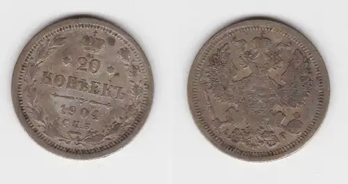 20 Kopeken Silber Münze Russland 1904 (155390)