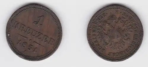 1 Kreuzer Kupfer Münze Österreich 1851 A (155774)