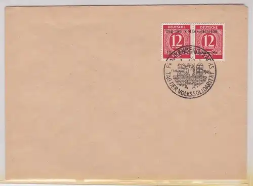 907542 FDC Ersttagsbrief Tag der Volkssolidarität Frankenberg 11.4.1946
