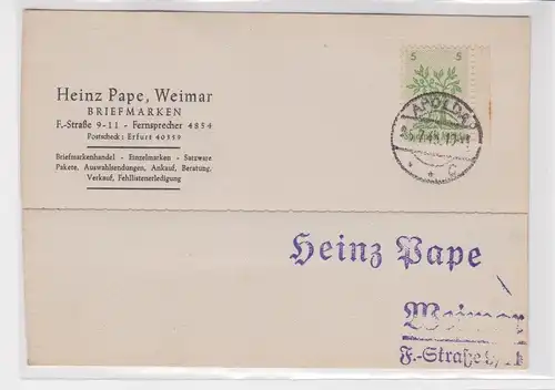 906509 Brief Lokalausgabe Apolda Mi 1 Heinz Pape Weimar Briefmarken Juli 1945
