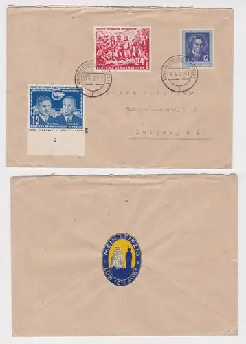 907179 DDR Brief deutsch-chinesische Freundschaft DSF Reichenbach Leipzig 1952