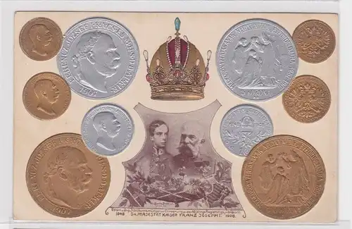 904748 geprägte Ak mit Münzen von Österreich 1920