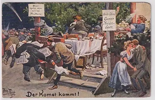 906713 Arthur Thiele Künstler Ak Humor "Der Komet kommt!" um 1910