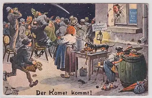 906580 Arthur Thiele Künstler Ak Humor "Der Komet kommt!" um 1910