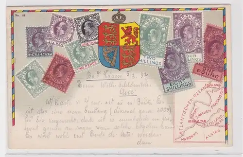 908180 Briefmarken Ak mit Briefmarken von Gibraltar 1932