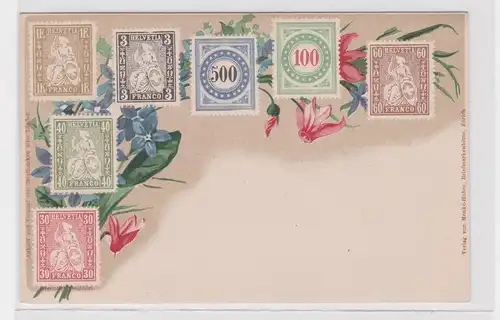 908196 Briefmarken Ak mit Briefmarken aus der Schweiz um 1910