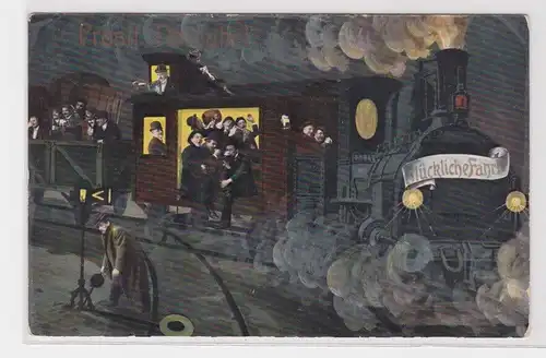 908530 Bier Humor Ak Dampflokomotive "Glückliche Fahrt" 1912