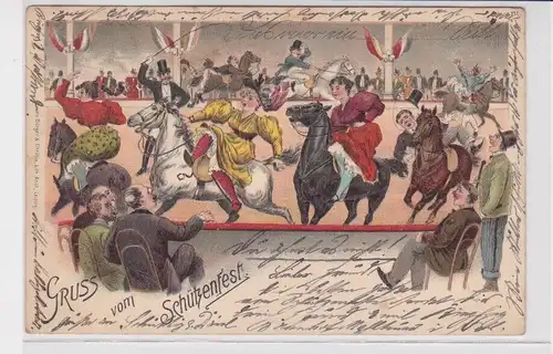 908199 Künstler Ak Lithographie Gruß vom Schützenfest 1899