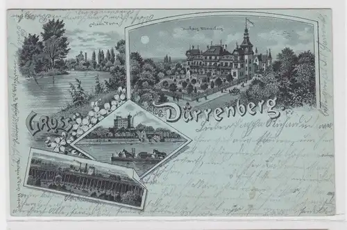 907257 Mondscheinkarte Gruß aus Dürrenberg Kurhaus, Gradirwerk usw. 1898