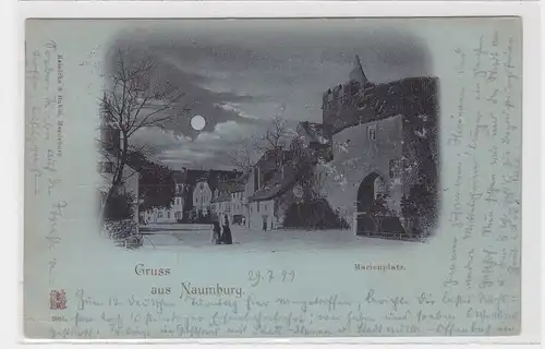 907384 Mondscheinkarte Gruß aus Naumburg Marienplatz 1899