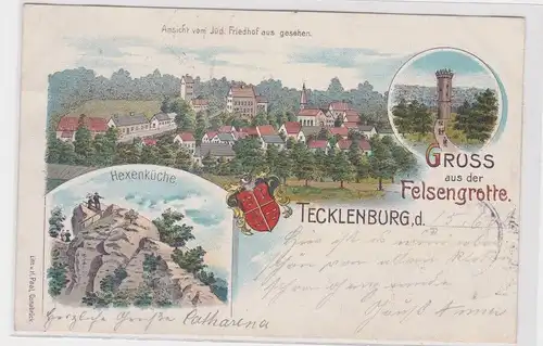 78335 Ak Lithographie Gruß aus der Felsengrotte Tecklenburg 1902