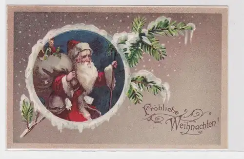 84229 Fröhliche Weihnachten Ak Weihnachtsmann mit Sack und Stock 1910