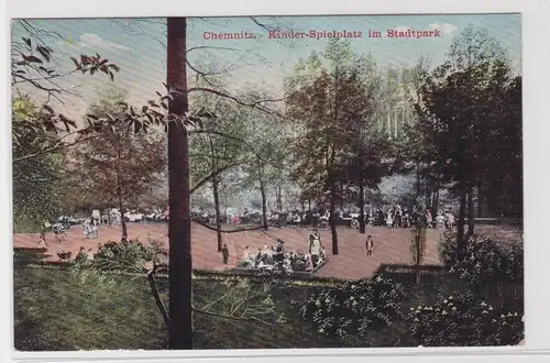 906096 Ak Chemnitz - Kinderspielplatz im Stadtpark 1914