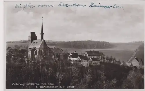 904241 Ak Veitsberg mit Kirche bei Wünschendorf an der Elster 1943