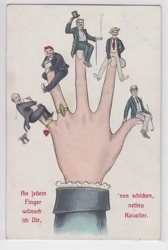 74952 Humor Ak "An jeden Finger wünsch ich Dir `nen schicken Kavalier um 1920