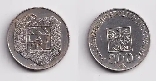 200 Zloty Silber Münze Polen XXX LAT PRL, Adler 1974 vz/Stgl. (157479)